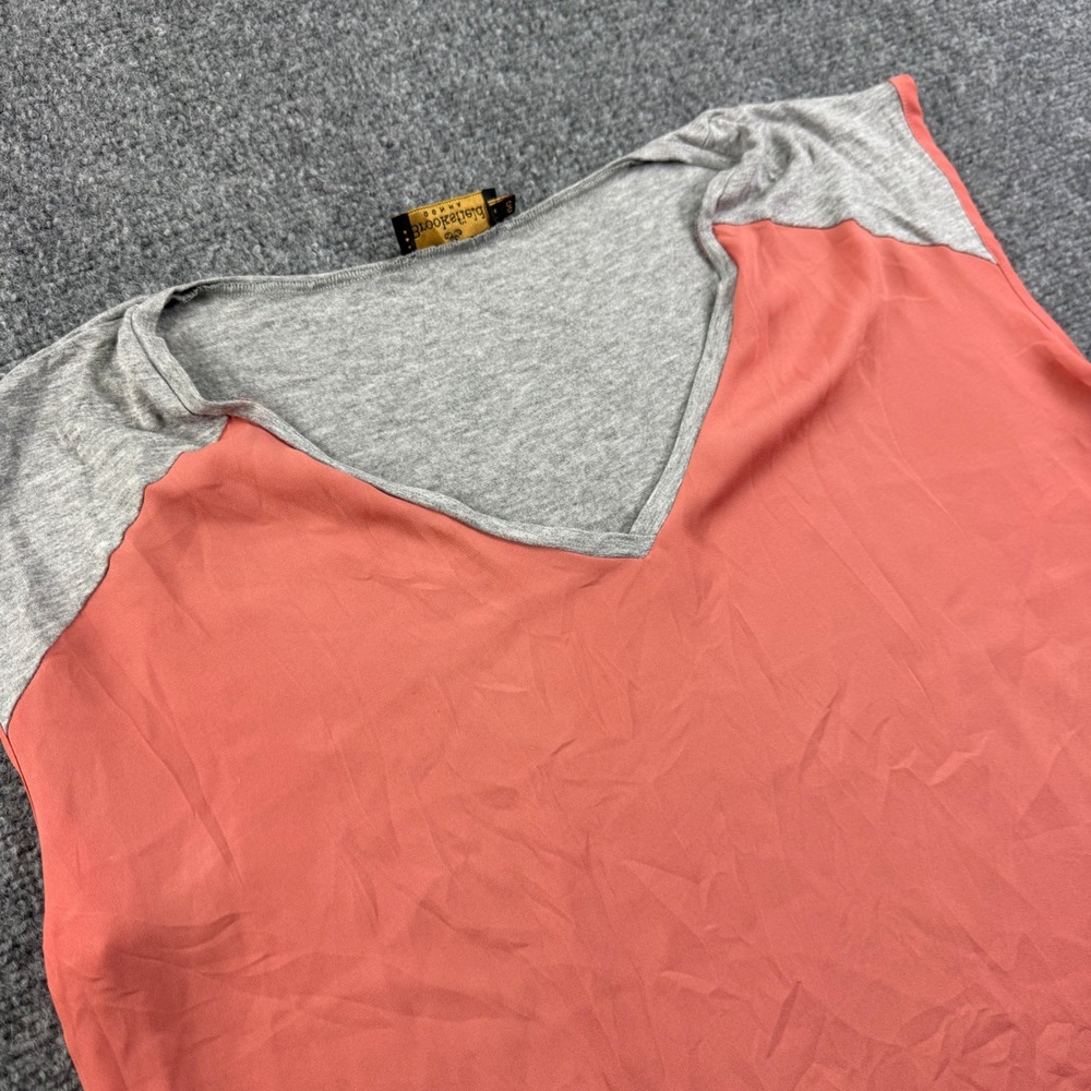 Brooksfield Donna Top GG Coral Gray V-Neck Mixed Media Sleeveless Women
